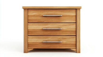 Wooden Nightstand with Three Drawers in Natural Finish