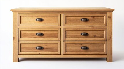 Wooden Dresser with Six Drawers in Natural Finish