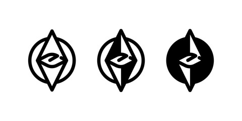 Initial e Compass Logo Vector