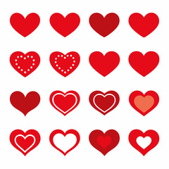 16 Red Heart Design Set - Modern and Minimalistic Graphics for Creative Projects.