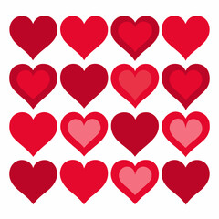 16 Red Heart Design Set - Modern and Minimalistic Graphics for Creative Projects.