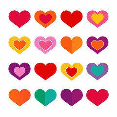 16 Red Heart Design Set - Modern and Minimalistic Graphics for Creative Projects.