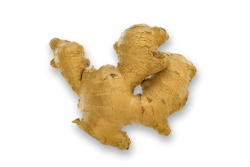 Top view of a ginger root isolated on a transparent background