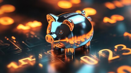 Metallic Piggy Bank: Futuristic Vision of Financial Growth