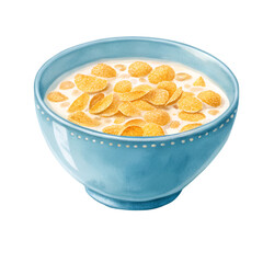 Corn flakes in a blue bowl isolated on white
