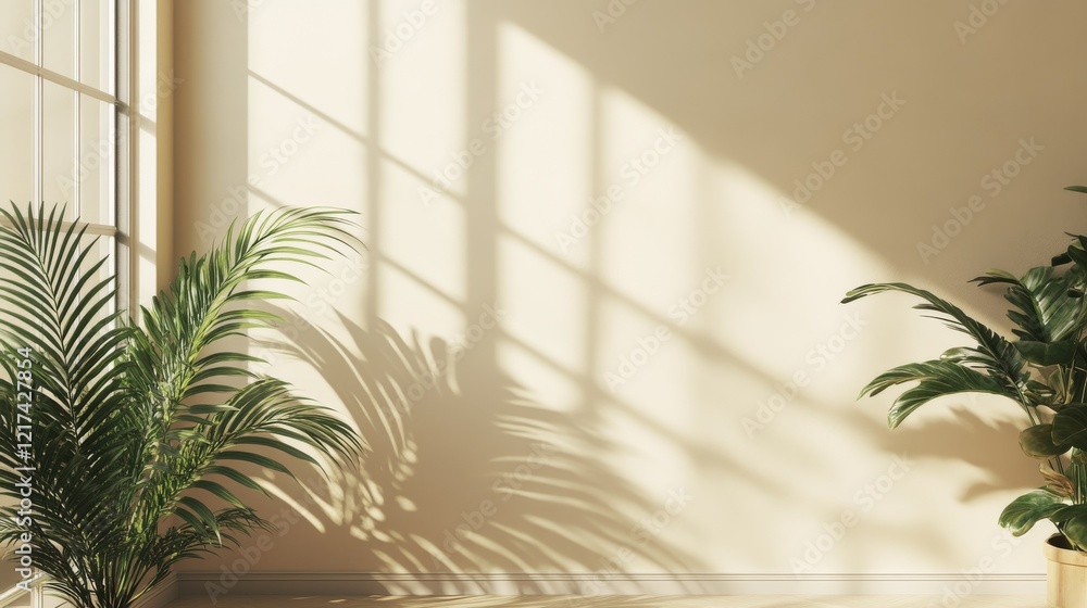 Aufkleber minimalistic abstract gentle light beige background for product presentation with light andand intri