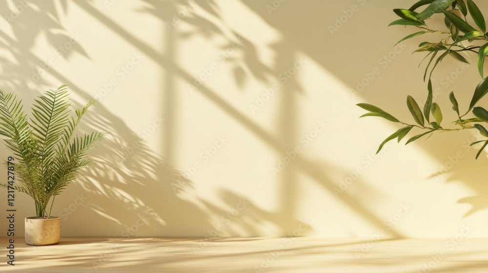 Aufkleber minimalistic abstract gentle light beige background for product presentation with light andand intri