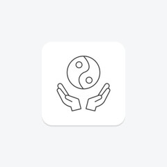 Yin Yang thinline icon, vector, pixel perfect, illustrator file