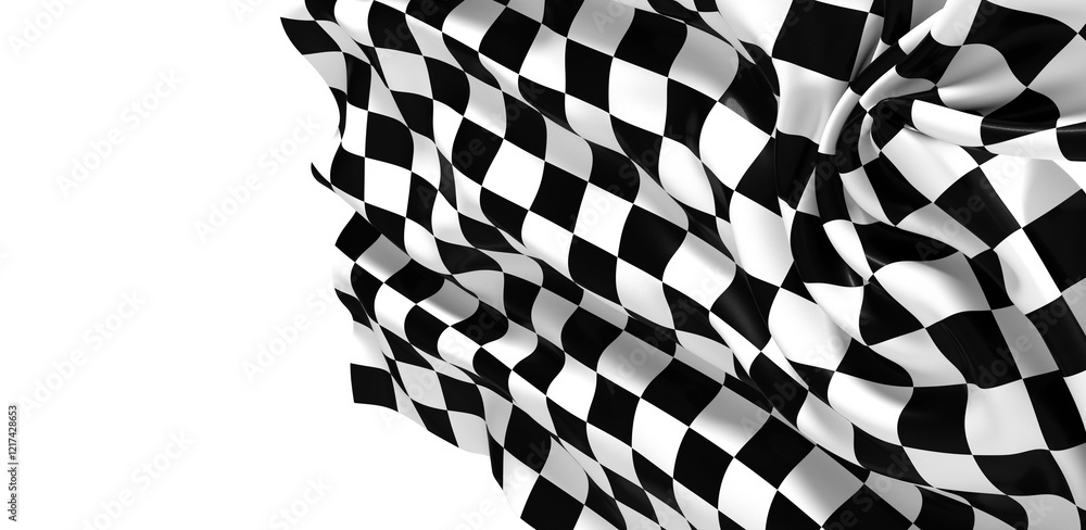 Aufkleber the checkered flag waves signaling the finish line