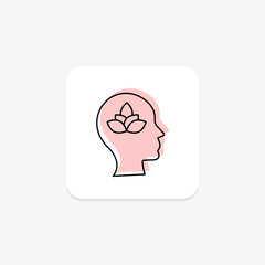 Wellness Mind color shadow thinline icon, vector, pixel perfect, illustrator file