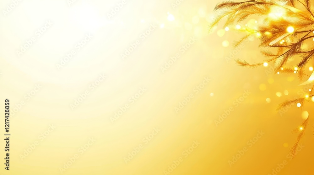 Poster golden feathers and light background - abstract image of golden feathers with sparkling lights on a 
