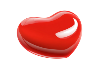 A simple, flat vector illustration of a red heart on a transparent background PNG.