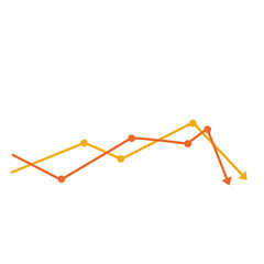 Data analysis graph. Multicolored line chart.