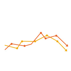 Data analysis graph. Multicolored line chart.