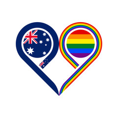 Fototapeta premium friendship concept. heart symbol icon of australia and rainbow flags. vector illustration isolated on white background