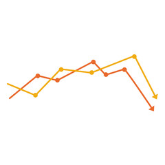 Data analysis graph. Multicolored line chart.