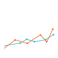 Data analysis graph. Multicolored line chart.