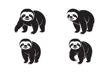 Fototapeta premium Cute Sloth Walking Silhouette for Illustrations and Designs