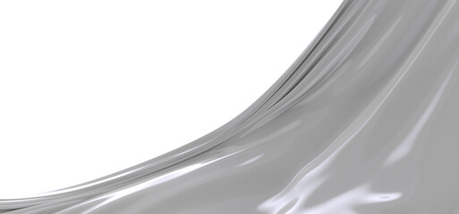 A white fabric draped and flowing in a soft, abstract form. The texture and folds of the material...