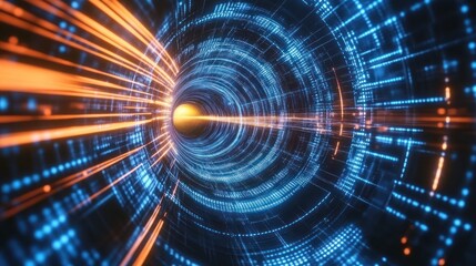 Obraz premium Digital Tunnel: A Journey Through Cyberspace