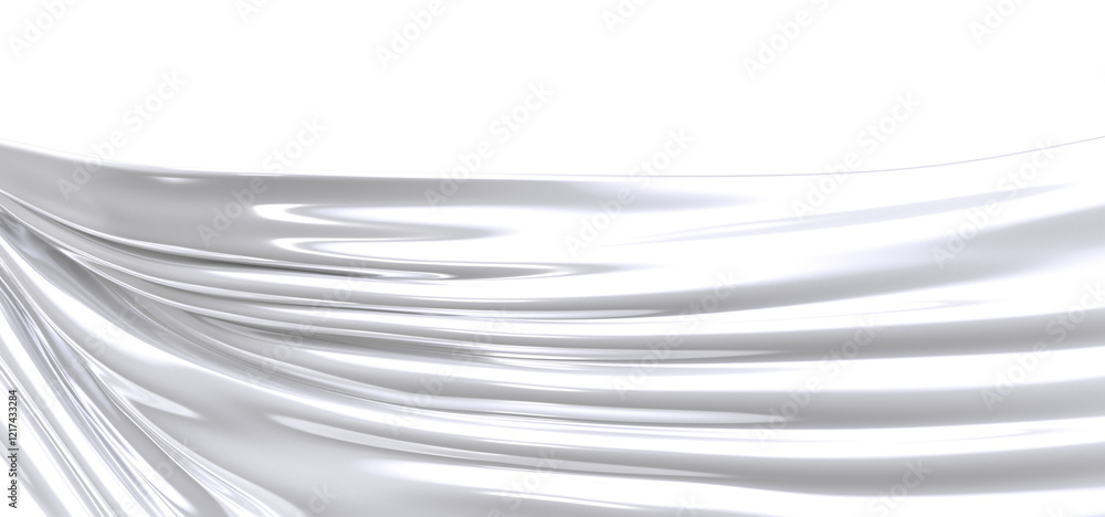 Poster a white fabric draped and flowing in a soft, abstract form. the texture and folds of the material ar