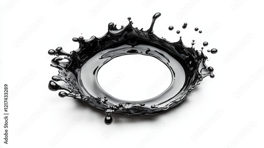 Aufkleber black liquid splash isolated on white background capturing motion and texture in abstract art form