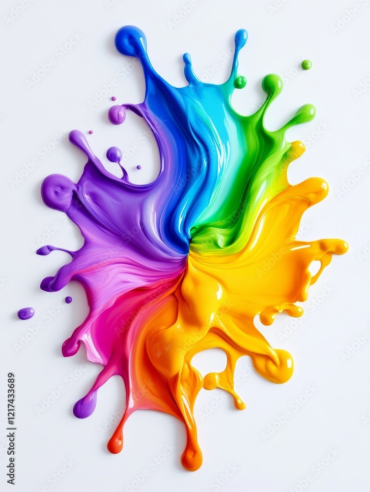 Poster rainbow paint explosion - vibrant rainbow colored paint explodes outwards in a dynamic swirl, creati