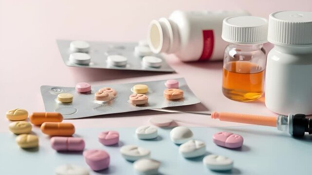 pharmacy pharmaceutical products In medicine : tablets, pill, capsules, vials, and medication bottles ,routine, diseases, immunity, health care, vitamins and supplements	
