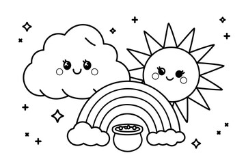 hand drawn vector illustration of cloud coloring page for kids
