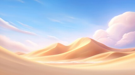 Exploring serene sand dunes desert landscape digital artwork bright sky wide view tranquility and nature