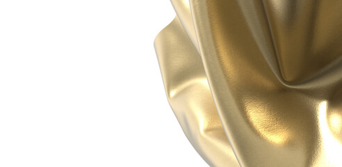 Golden fabric flowing in the wind Luxurious and elegant