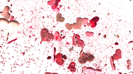 realistic isolated heart confetti on the transparent background for decoration and covering.