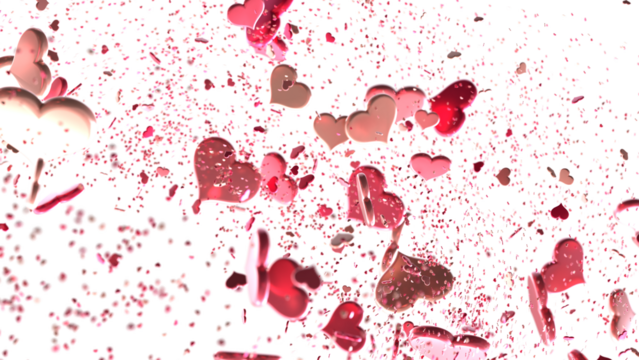 realistic isolated heart confetti on the transparent background for decoration and covering.