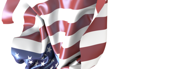 Waving American Flag Close Up, Red White and Blue Stripes