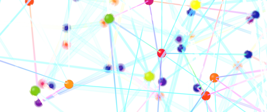 Abstract Colorful Network with Lines and Circles - Powered by Adobe