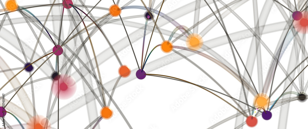 Poster abstract network connections with colored nodes
