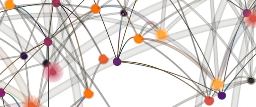 Abstract Network Connections with Colored Nodes - Powered by Adobe