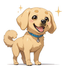 Smiling dog with its tongue hanging out. Isolated background