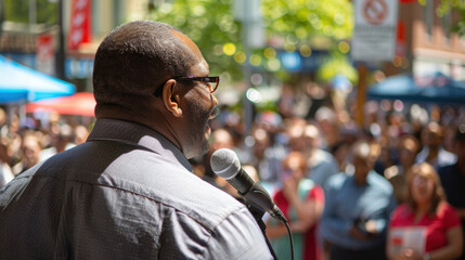 Community Engagement at Nonpartisan Voting Rally Amid Autumn Backdrop