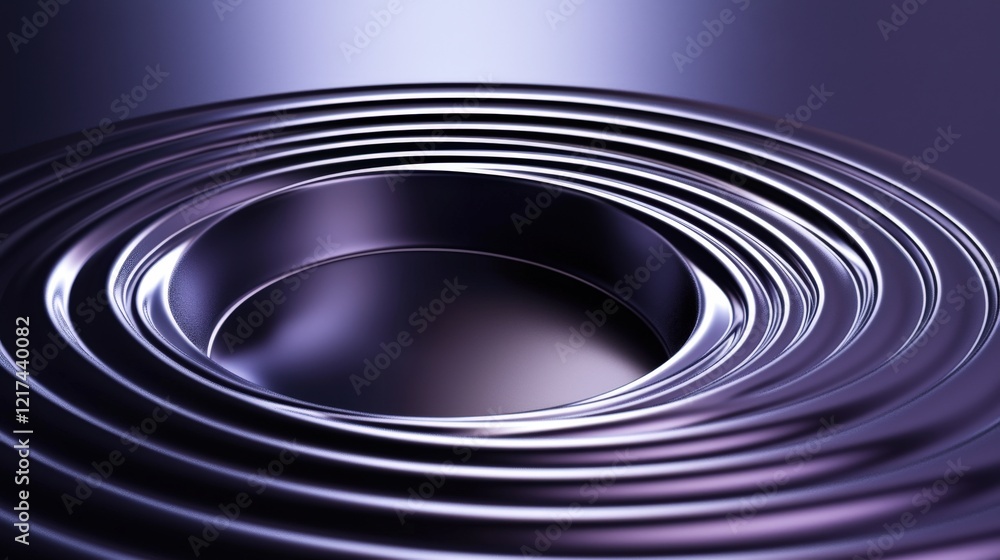 Aufkleber abstract purple circular pattern with smooth ripples and center hole in a minimalist modern design a
