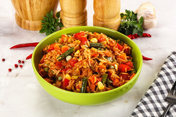Mexican spicy rice with vegetables
