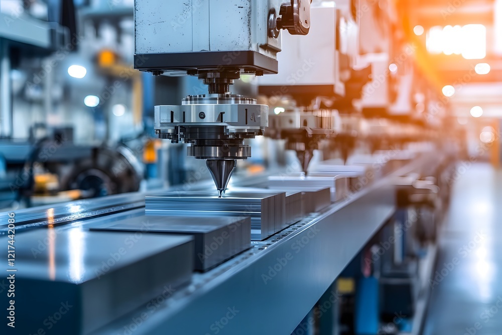 Poster advanced cnc machine operating in a modern manufacturing facility for precision metal cutting and sh