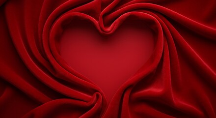 Obraz premium Luxurious Red Velvet Heart Texture with Soft Lighting