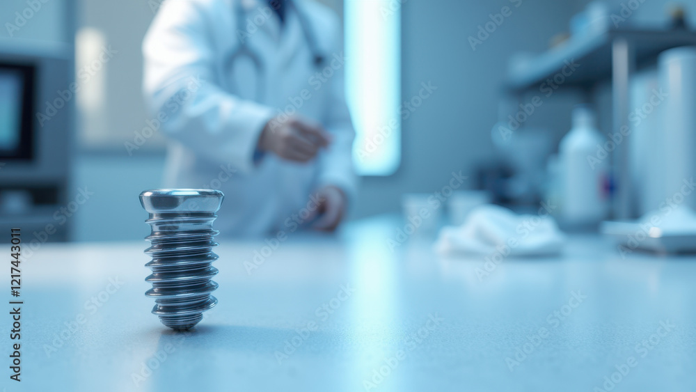 Poster metallurgist examining metal coils on a lab table with precision instruments.