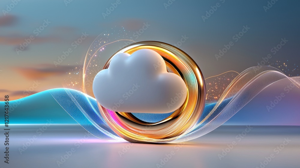 Poster cloud computing technology visual representation futuristic digital landscape 3d rendered image vibr