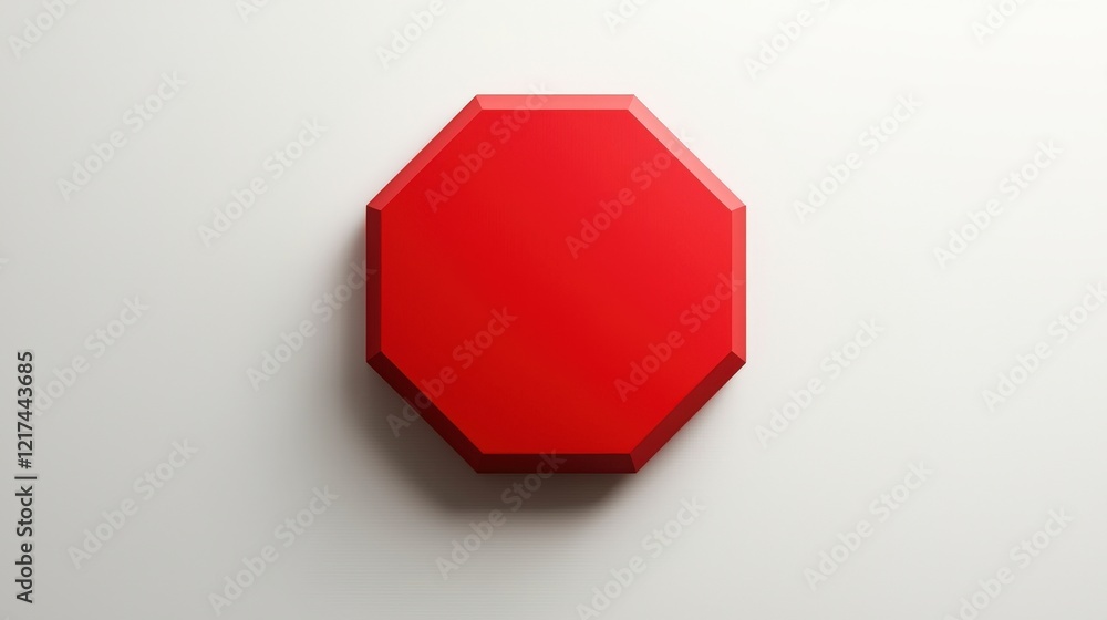 Aufkleber bright red stop sign on a smooth white surface with soft shadows and minimalistic design elements