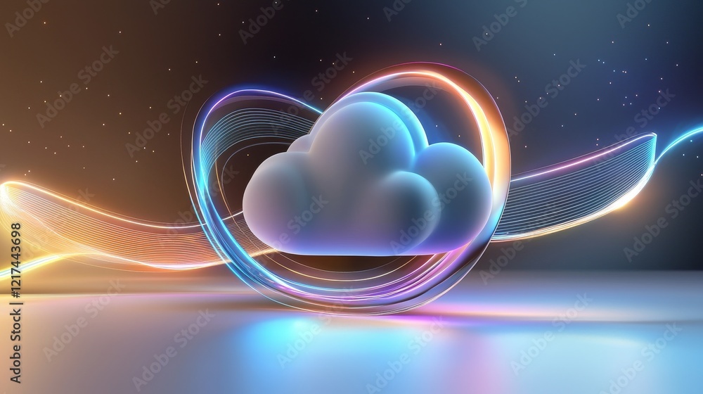 Poster cloud computing revolution harnessing digital innovation in technology landscapes abstract art with 