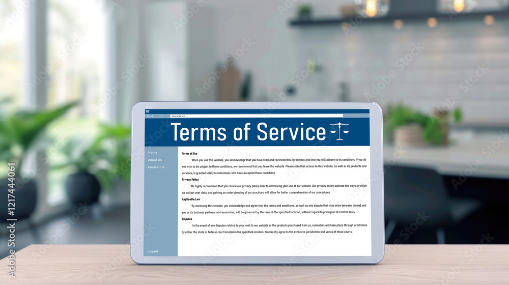 Poster online term of service conditions showing brisk rules and regulations in using the website on device