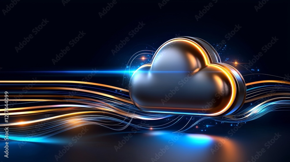 Poster dynamic cloud data transfer digital environment 3d graphic design futuristic conceptualization vibra