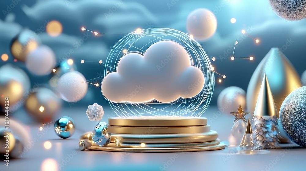 Poster cloud technology revolution the future of digital innovation virtual environment 3d graphics modern 